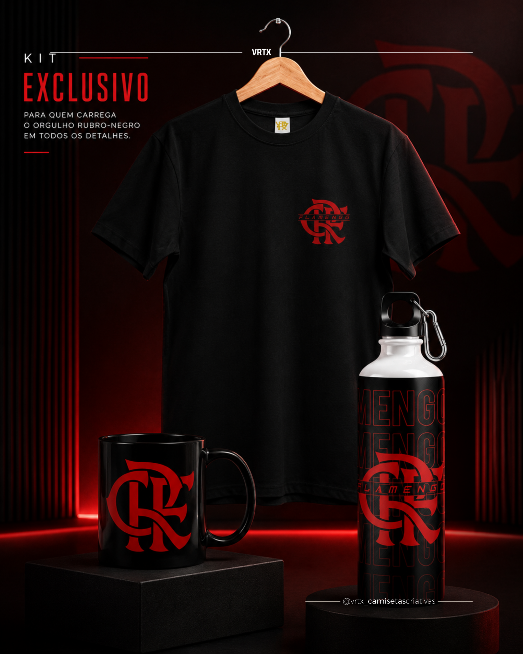 Kit Torcedor Camisa + Caneca + Squeezer "Flamengo"
