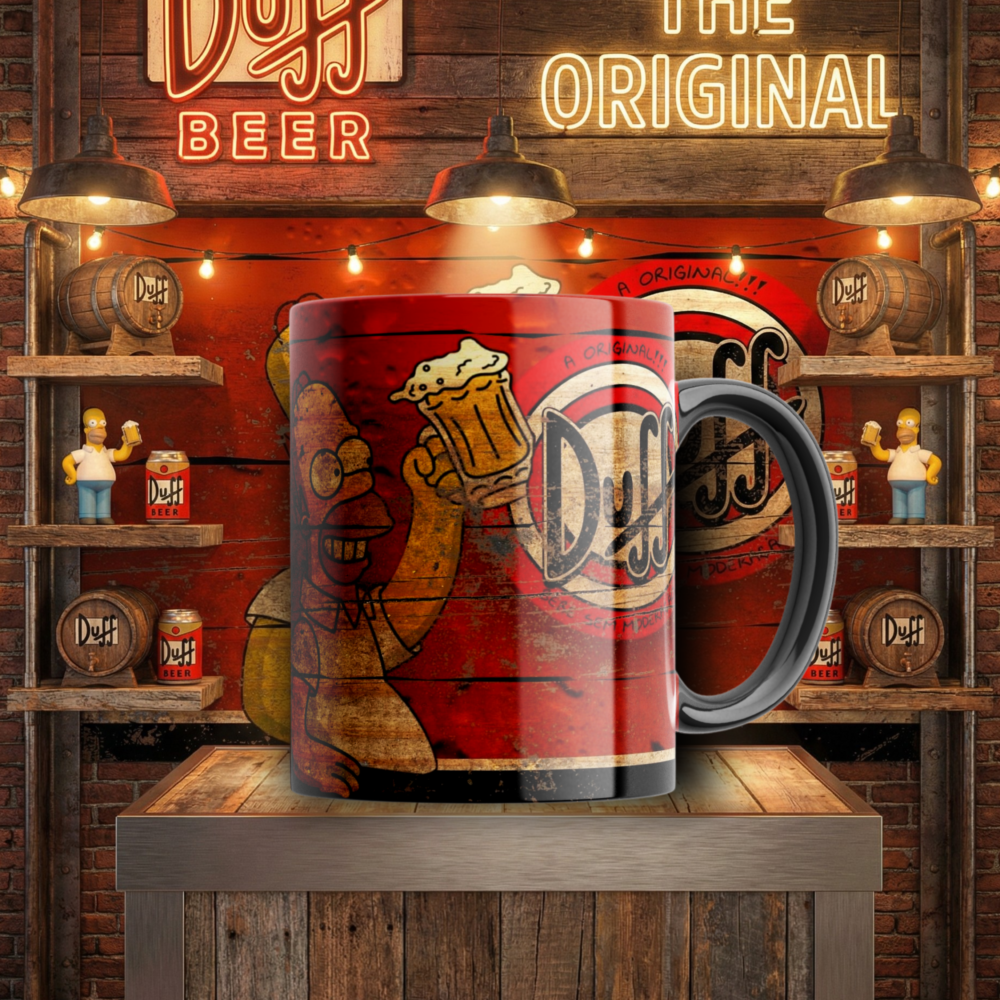 Caneca Porcelana Os Simpsons Homer Cerveja Duff Beer 325ml