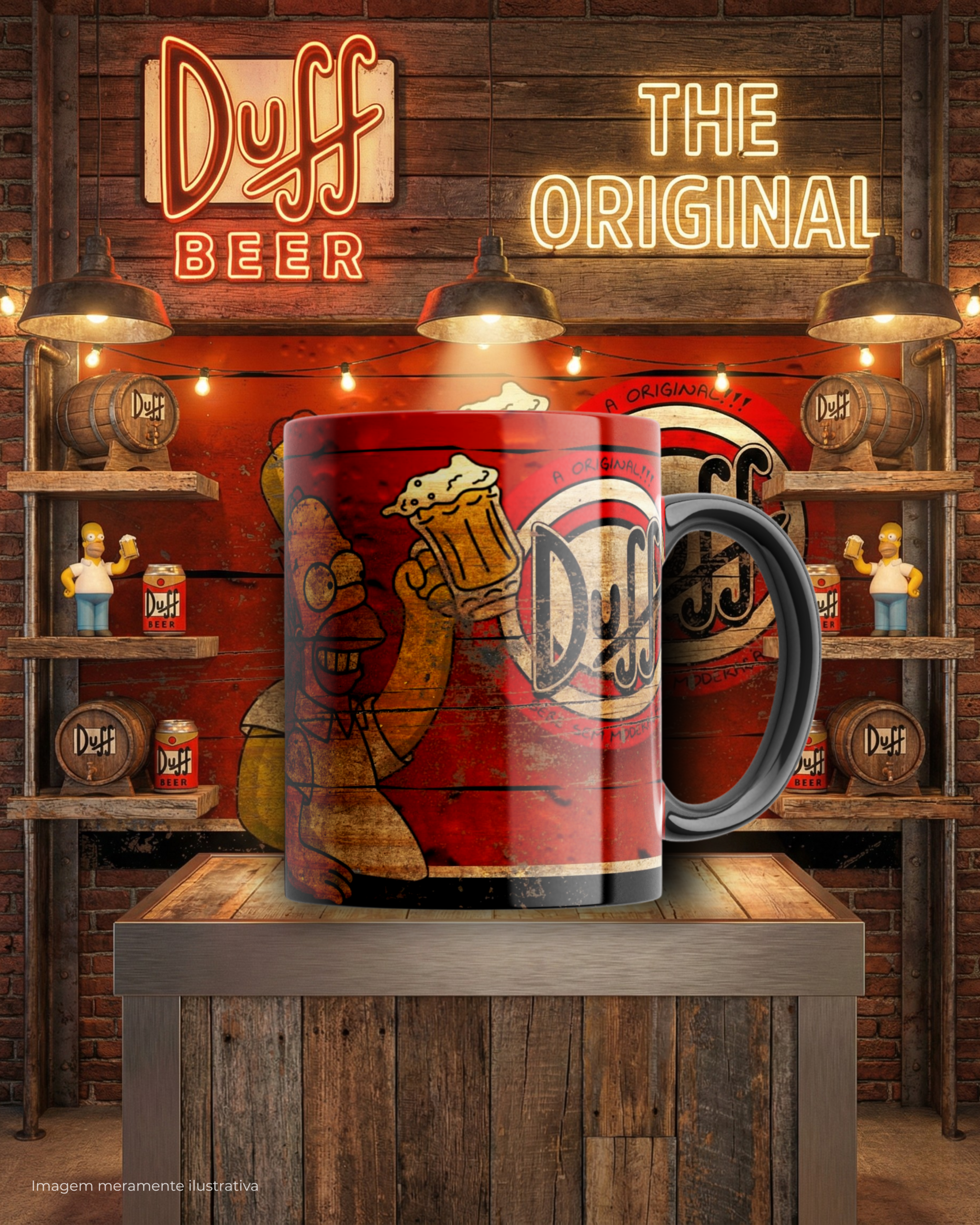 Caneca Porcelana Os Simpsons Homer Cerveja Duff Beer 325ml