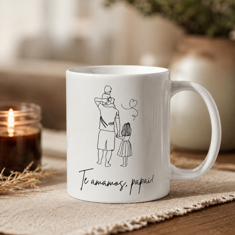 Caneca Te Amamos Papai Presente Dia Dos Pais Minimalista 325ml