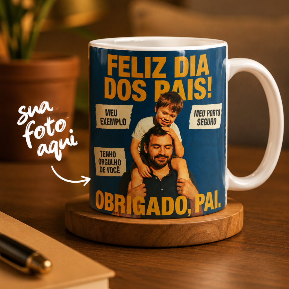 Caneca Personalizada Foto Feliz Dia Dos Pais Presente Criativo 325ml