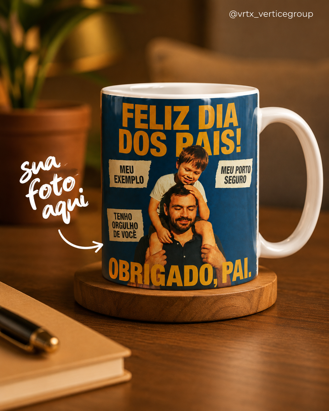 Caneca Personalizada Foto Feliz Dia Dos Pais Presente Criativo 325ml