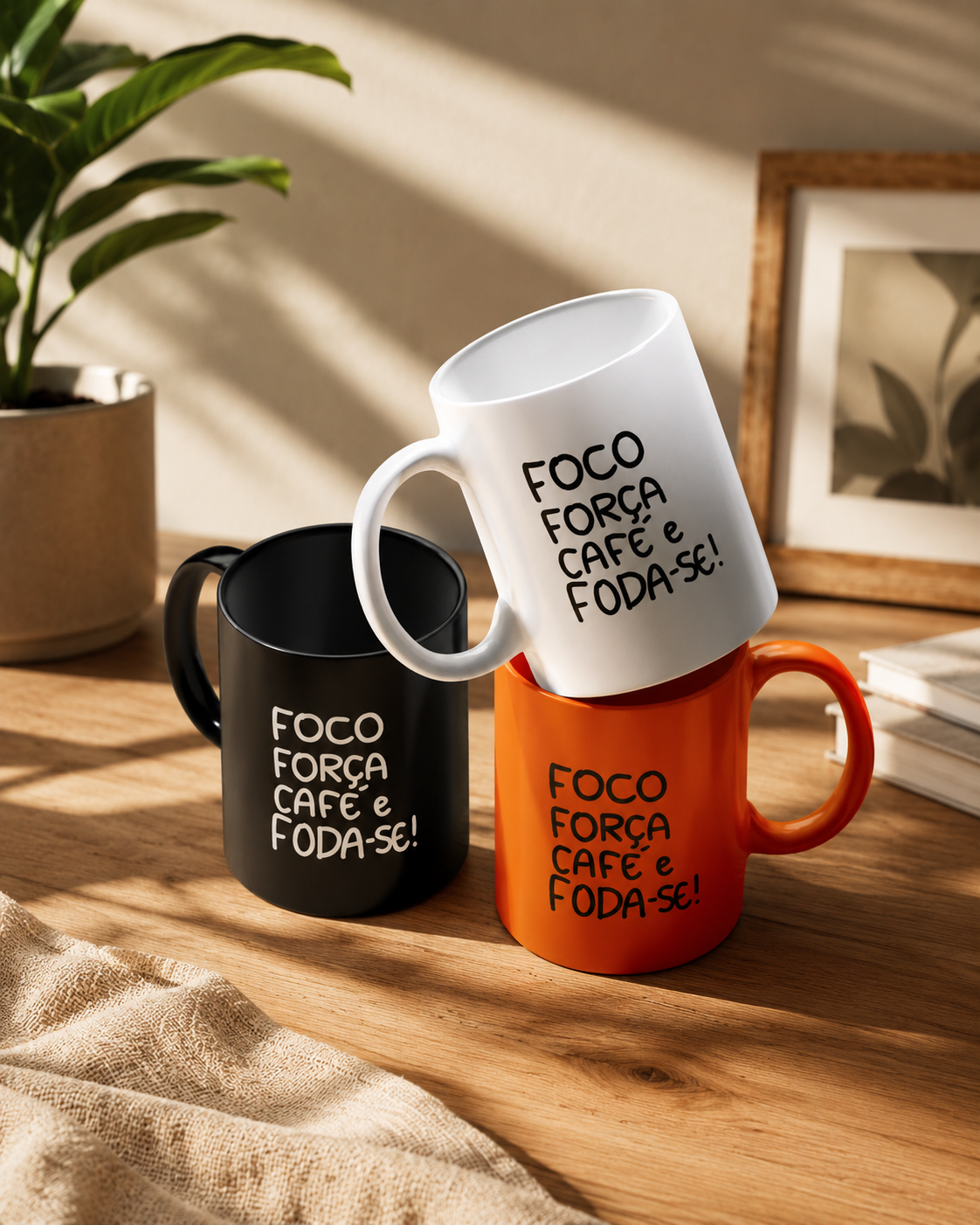 Caneca Porcelana 325ml Foco, Força, Café e Fod@-se! - Imagem 2
