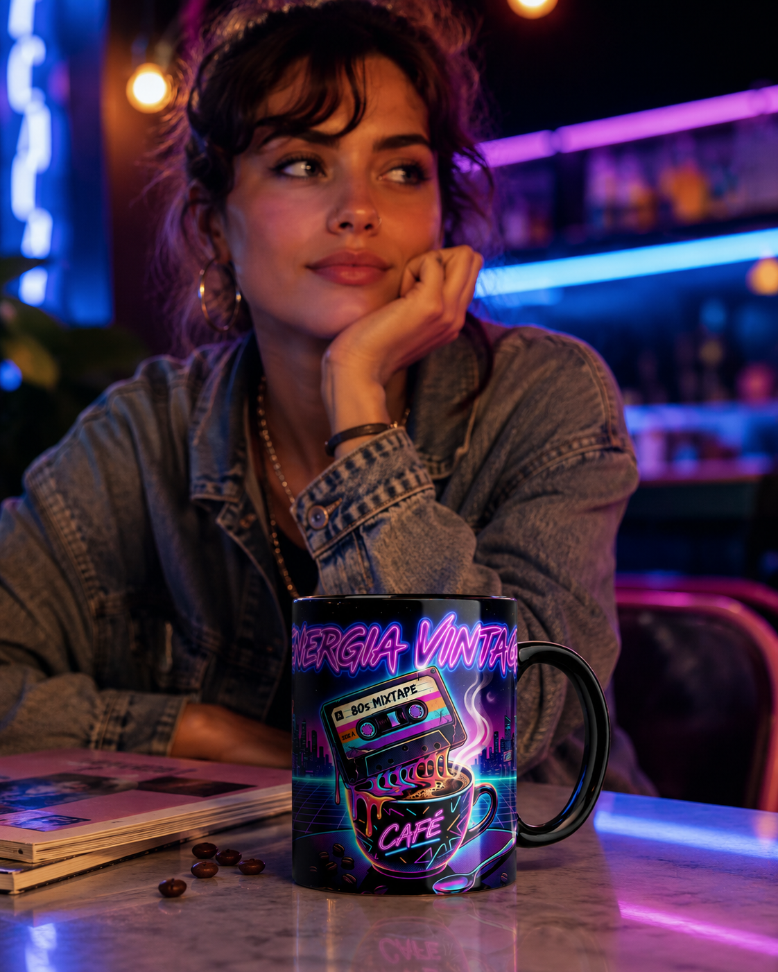 Caneca Porcelana 325ml Energia Vintage Neon - Imagem 2