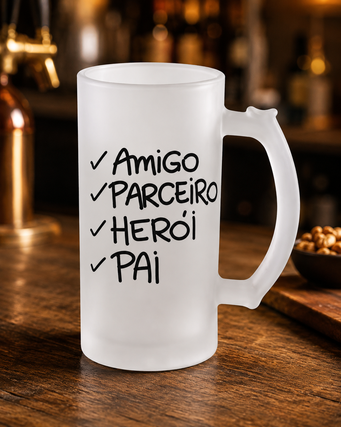 Caneca de Chopp Vidro Jateado Dia dos Pais 475ml