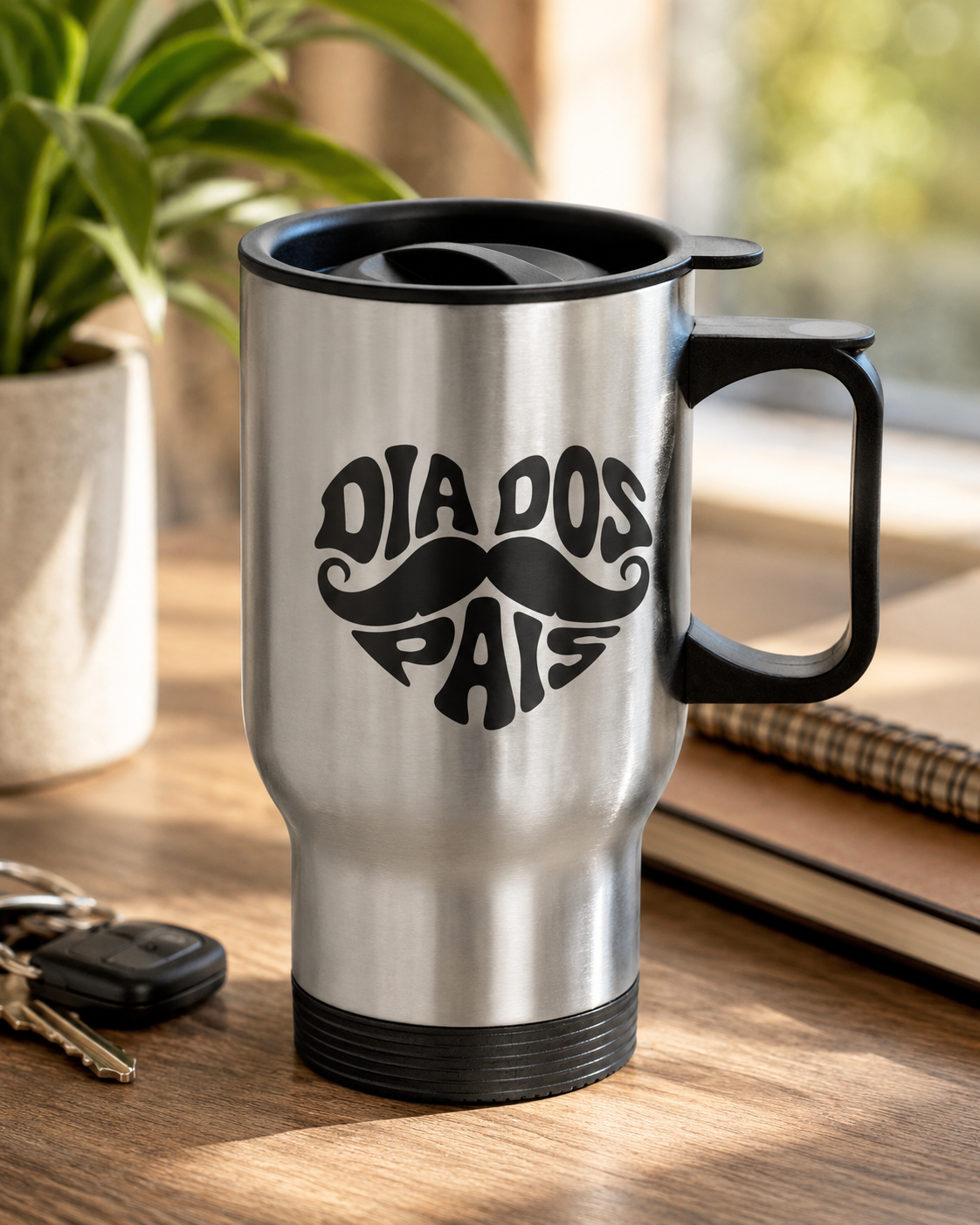 Caneca Térmica Inox com Tampa Presente Dia dos Pais