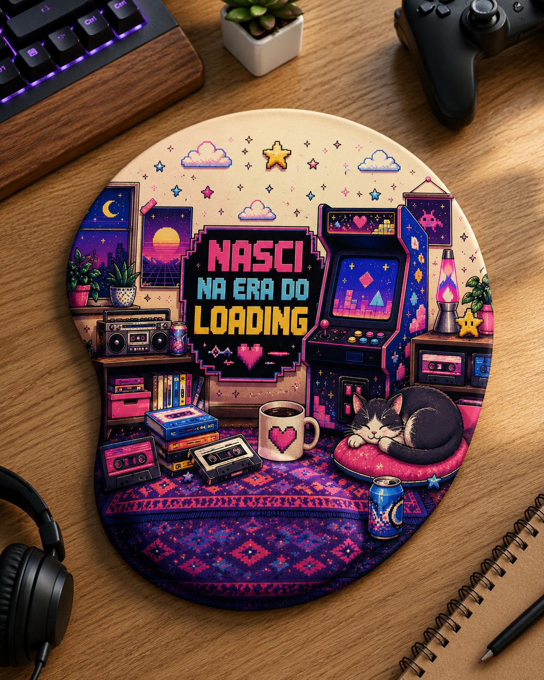 Mouse Pad Ergonômico Gamer Retrô Nasci Na Era Do Loading