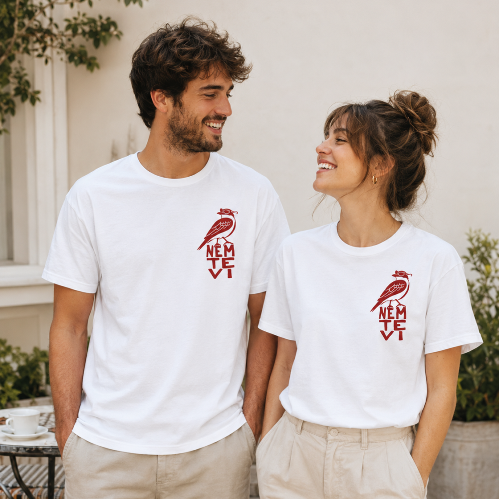 Camiseta Unissex 100% Algodão Estampa Pássaro Nem Te Vi Meme Divertida