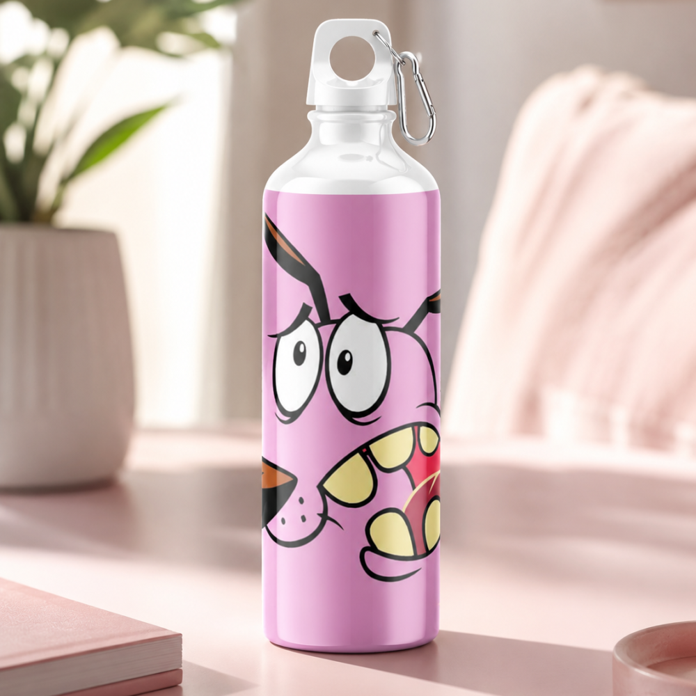 Garrafa Squeeze Coragem o Cão Covarde 600ml Alumínio com Mosquetão