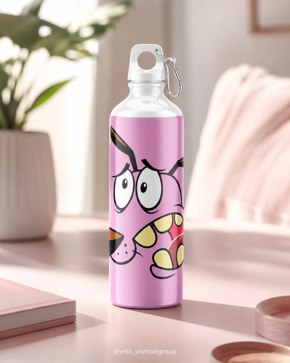 Garrafa Squeeze Coragem o Cão Covarde 600ml Alumínio com Mosquetão