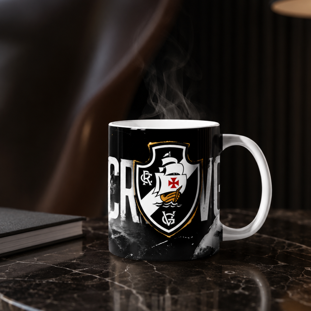 Caneca Porcelana Vasco da Gama Escudo CRVG 325ml Cerâmica AAA Premium