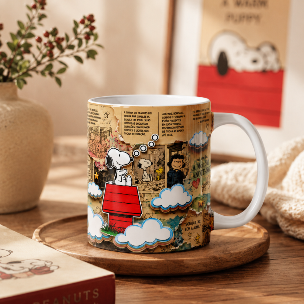 Caneca Porcelana 325ml Snoopy
