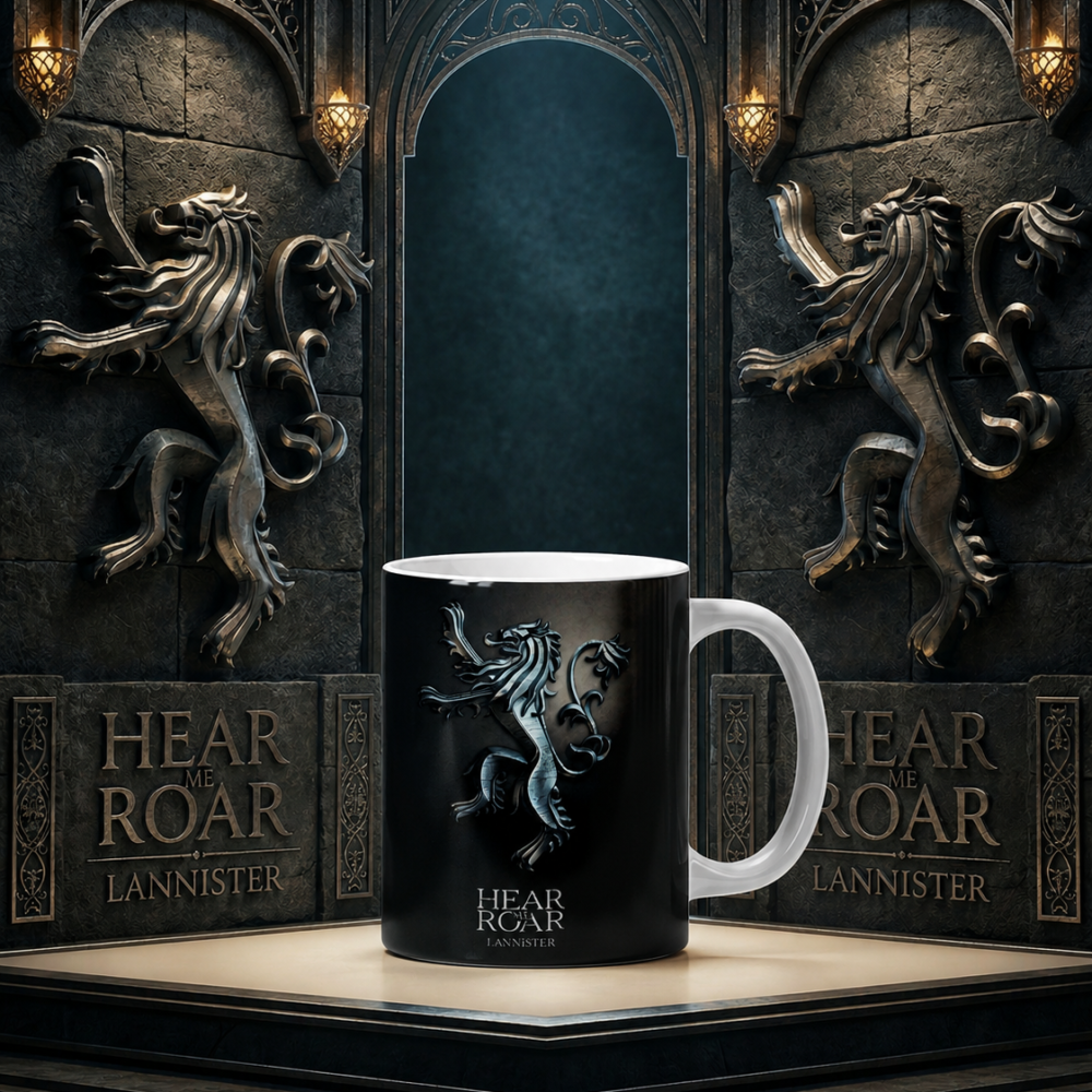 Caneca Porcelana Game Of Thrones Casa Lannister Hear Me Roar 325ml