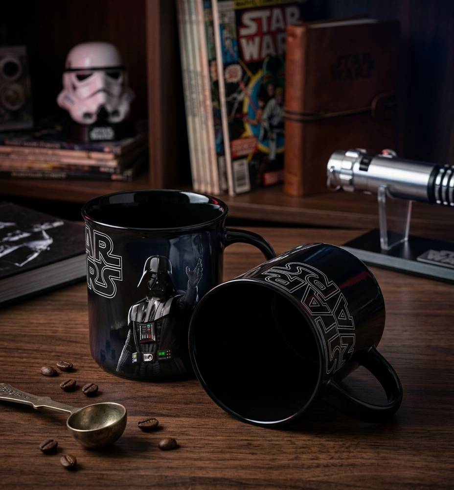 Caneca Porcelana Star Wars Darth Vader Lado Sombrio Preta 325ml