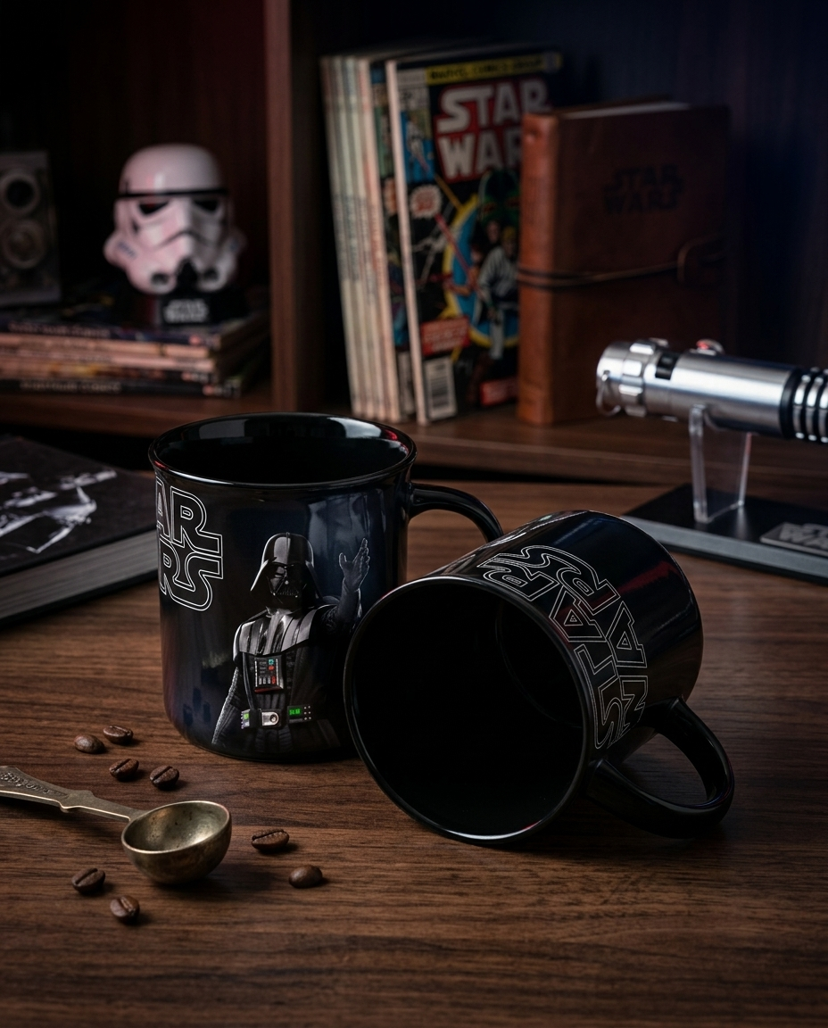 Caneca Porcelana Star Wars Darth Vader Lado Sombrio Preta 325ml
