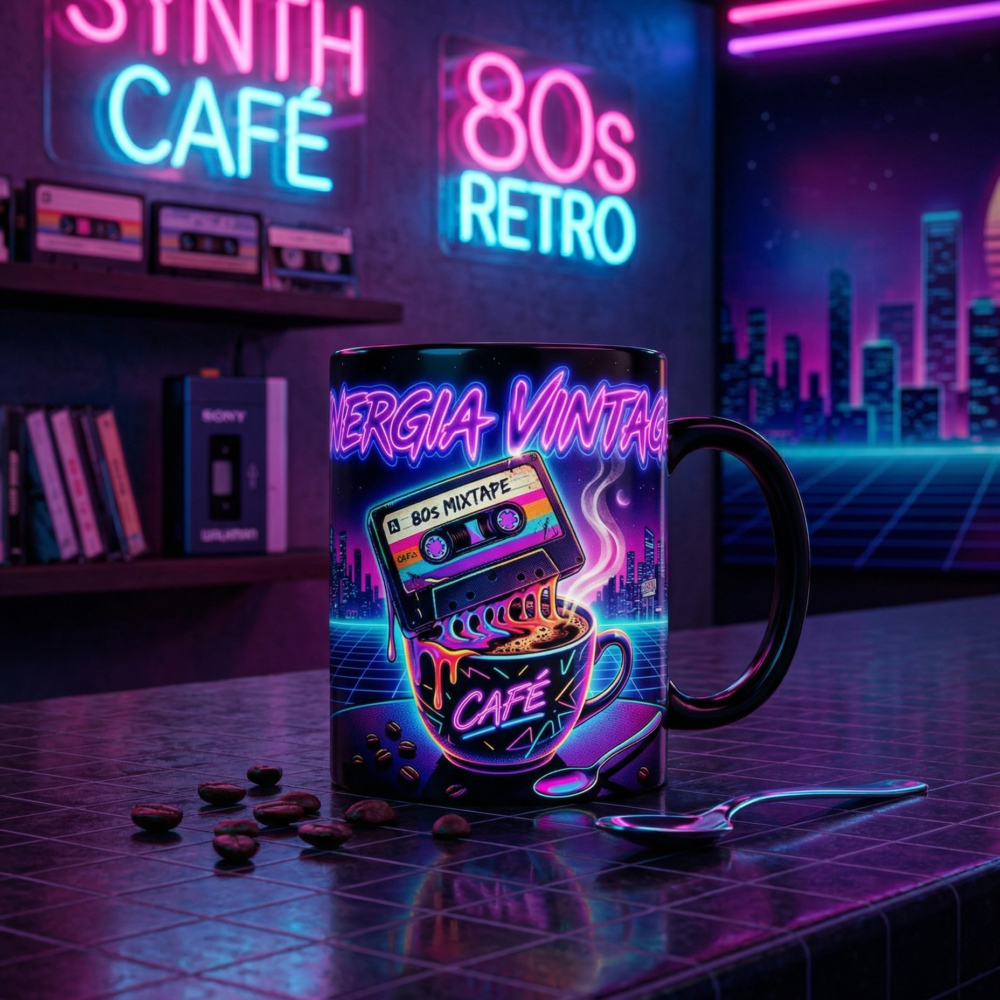 Caneca Porcelana 325ml Energia Vintage Neon