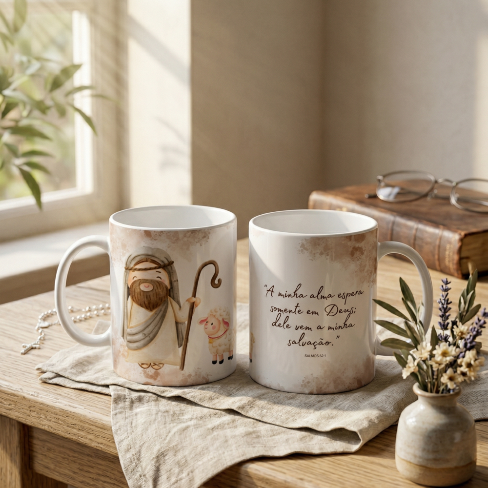 Caneca De Porcelana 325ml Salmo 62