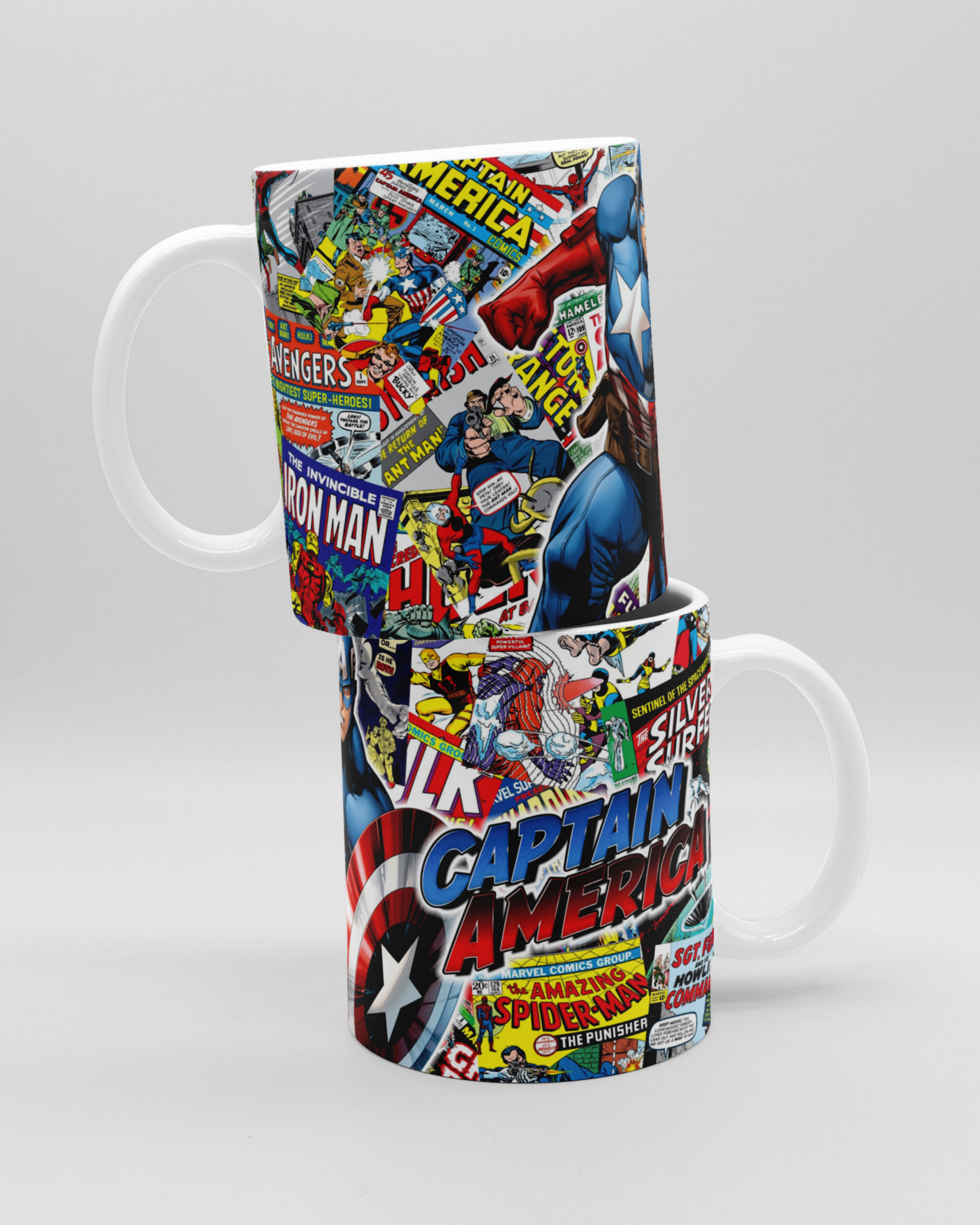 Caneca Porcelana Capitão América Quadrinhos Marvel Vingadores 325ml
