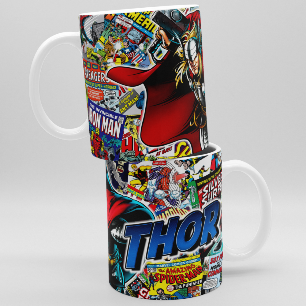 Caneca Porcelana Thor Quadrinhos Marvel Vingadores Deus Do Trovão 325ml