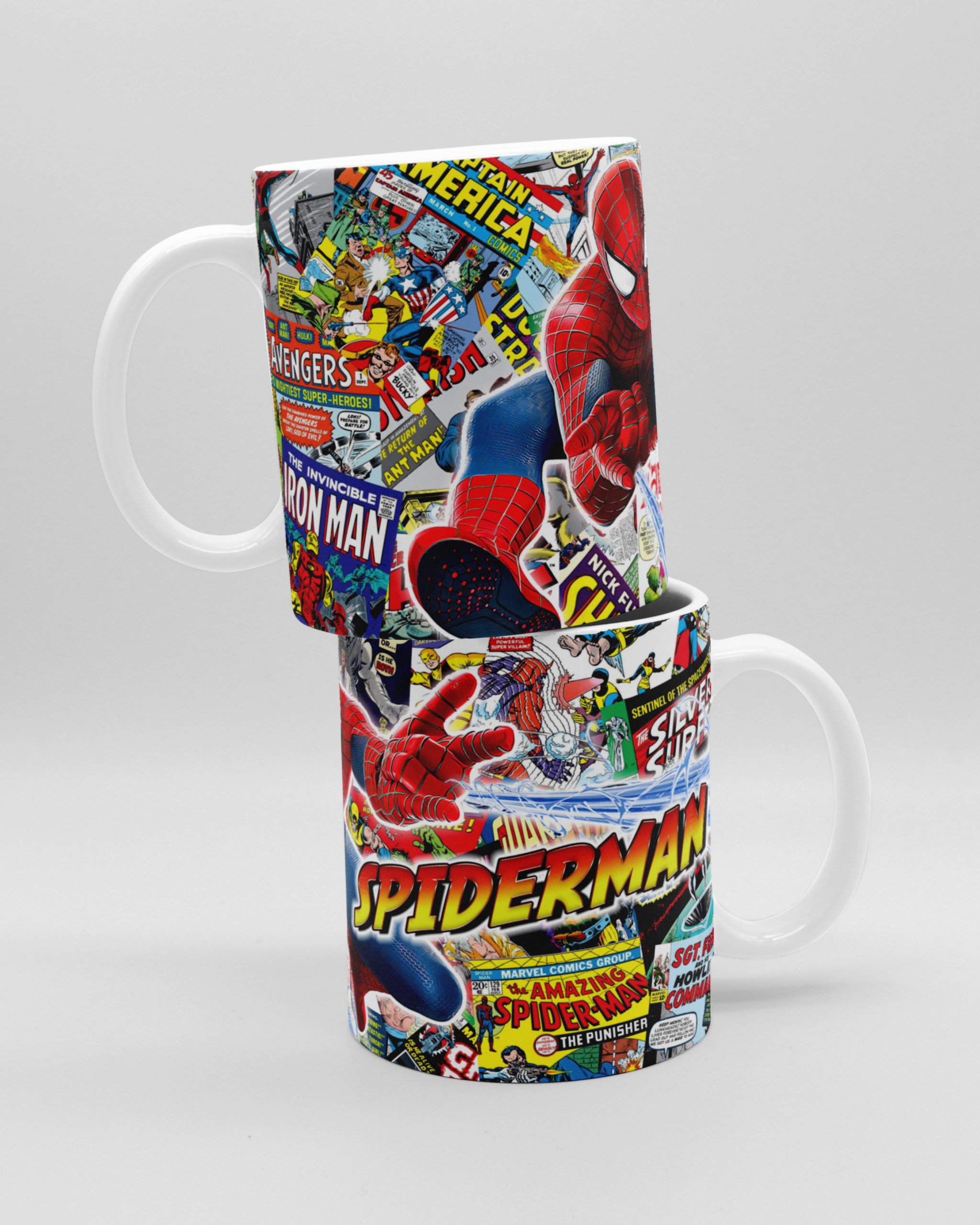 Caneca Porcelana Homem Aranha Quadrinhos Marvel Vingadores 325ml