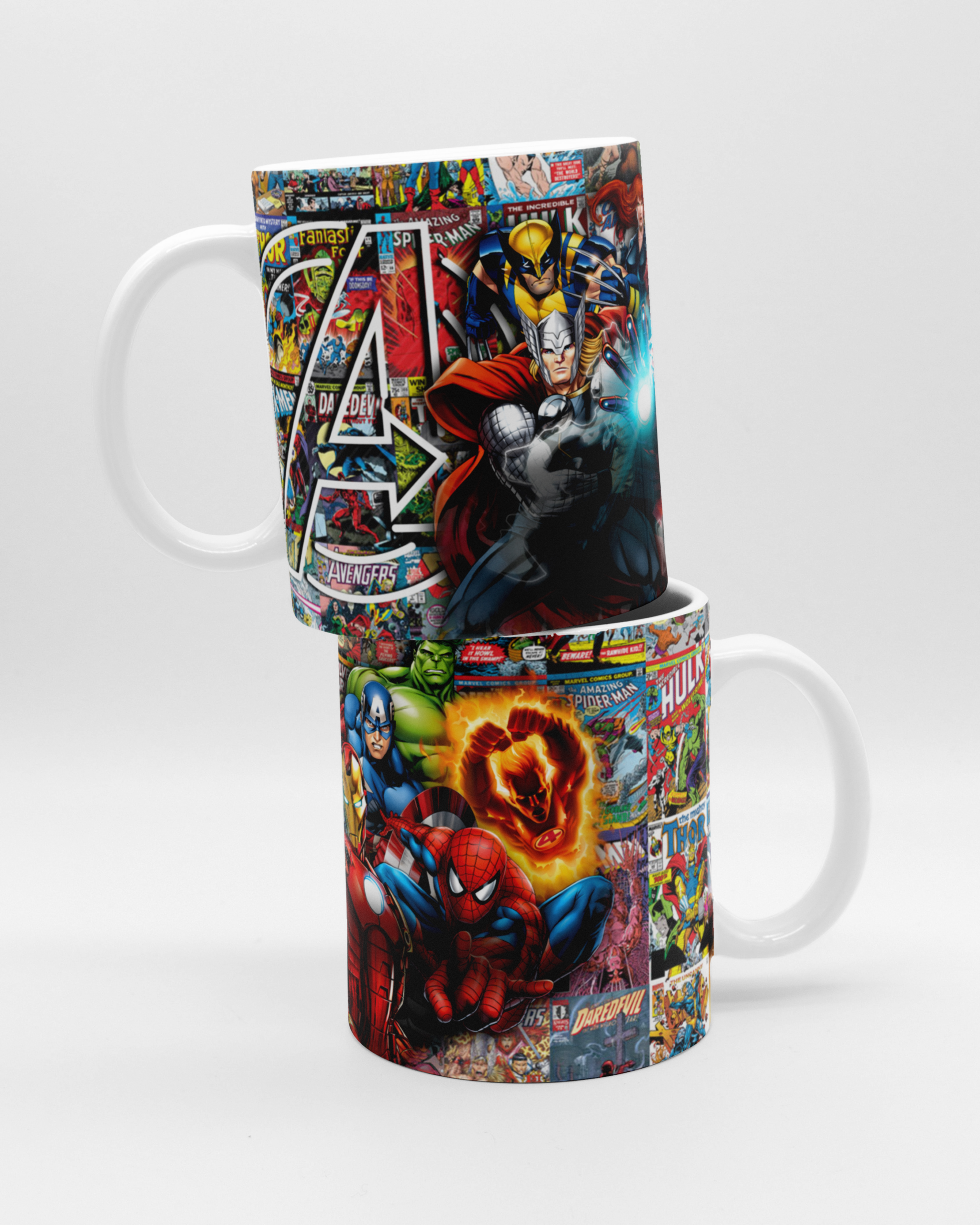 Caneca Porcelana Vingadores Quadrinhos Marvel Logo Avengers 325ml