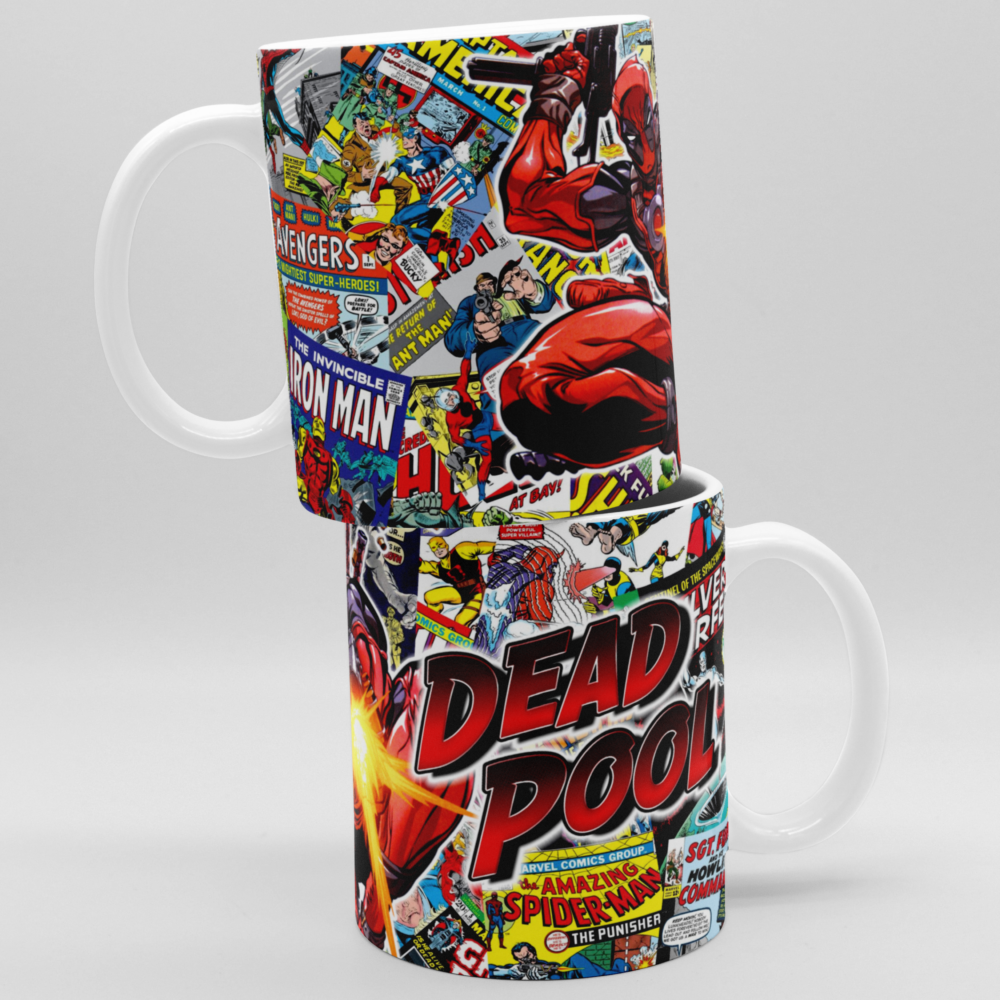 Caneca Porcelana Deadpool Quadrinhos Marvel Anti Herói 325ml
