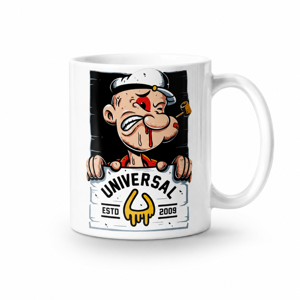 Caneca Porcelana Popeye Marinheiro Vintage Desenho Animado 325ml AAA
