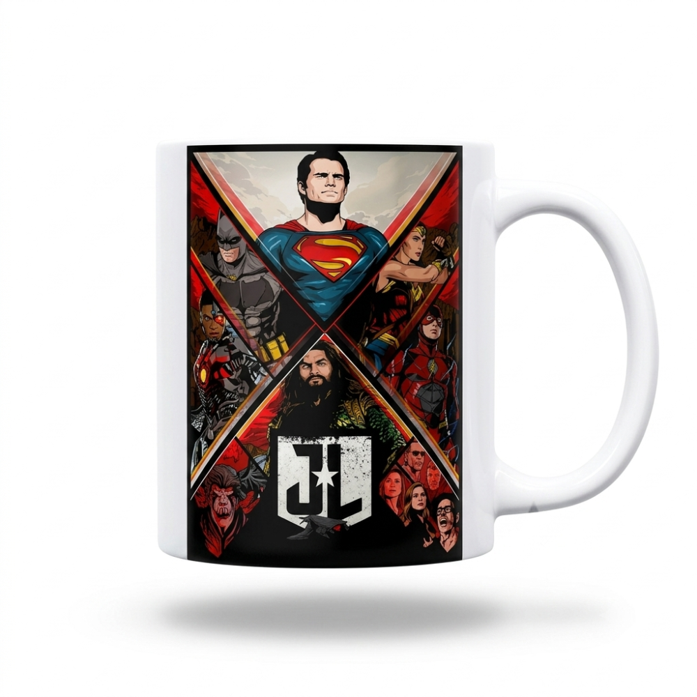 Caneca Porcelana Liga Da Justiça Dc Comics Heróis Snyder Cut 325ml AAA