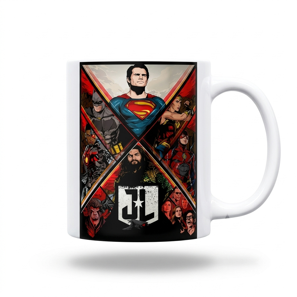 Caneca Porcelana Liga Da Justiça Dc Comics Heróis Snyder Cut 325ml AAA
