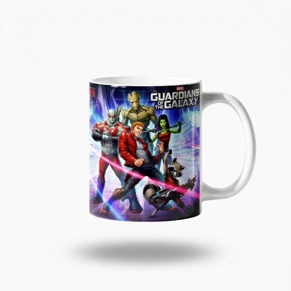Caneca Porcelana Guardiões Da Galáxia Marvel Geek Herois 325ml