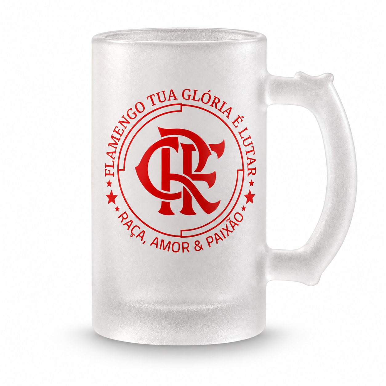 Caneca de Chopp Vidro Jateado Flamengo Raça Amor Paixão