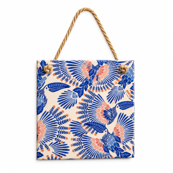 Azulejo Decorativo Floral com Pássaros 15x15cm