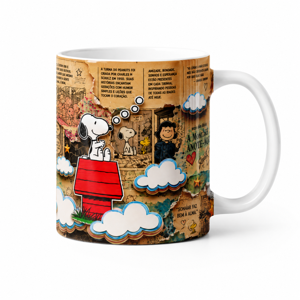Caneca Snoopy Peanuts Vintage 325ml