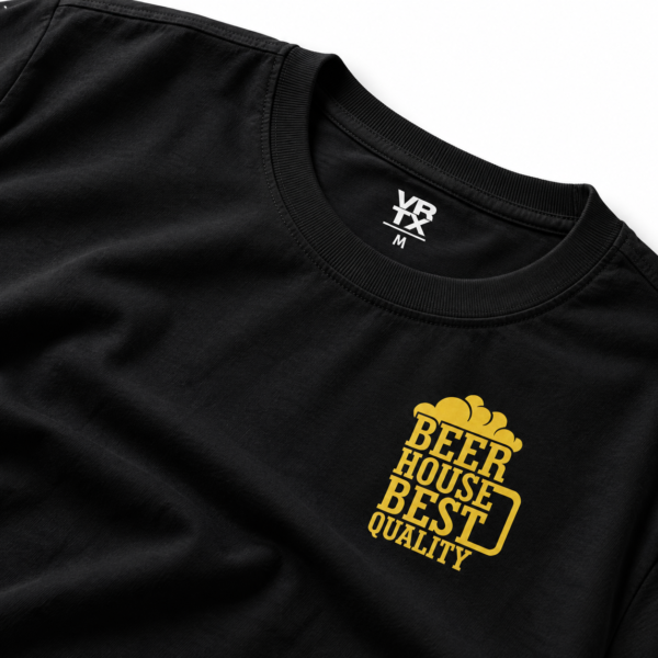 Camiseta Preta "Beer House Best Quality" – Estampa Caneca de Cerveja Casual