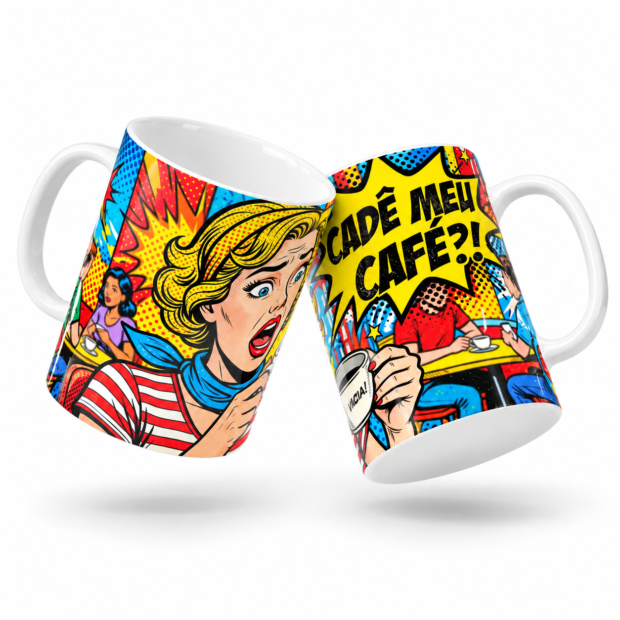 Caneca Pop Art Cadê Meu Café de Porcelana 325ml