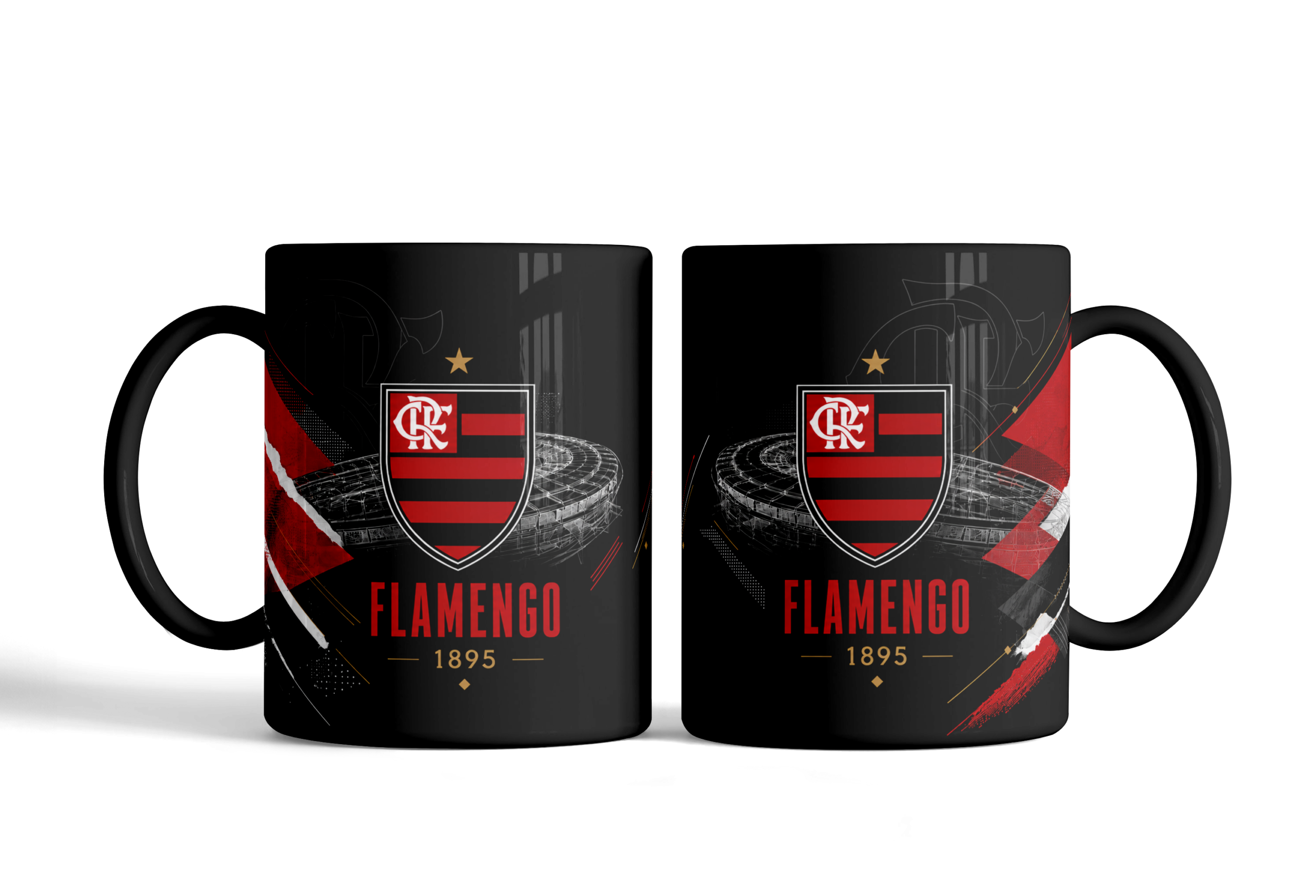 Caneca Flamengo Estádio Maracanã e Escudo Regatas 1895