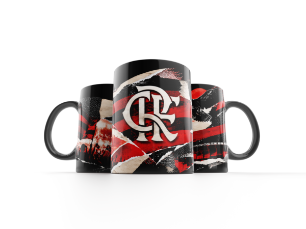 Caneca Flamengo Escudo Rasgado e Urubu Rubro-Negro