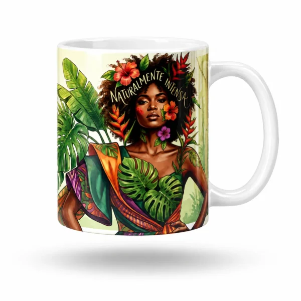 Caneca Mulher Tropical Folhagens e Flores