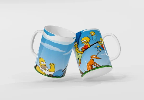 Caneca Os Simpsons Família em Fundo Azul