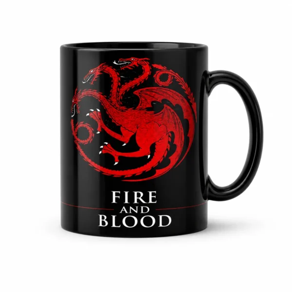 Caneca Preta Game of Thrones Targaryen Fire and Blood