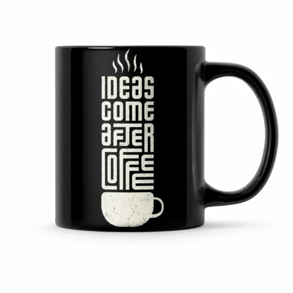 Caneca Preta Ideias Começam com Café