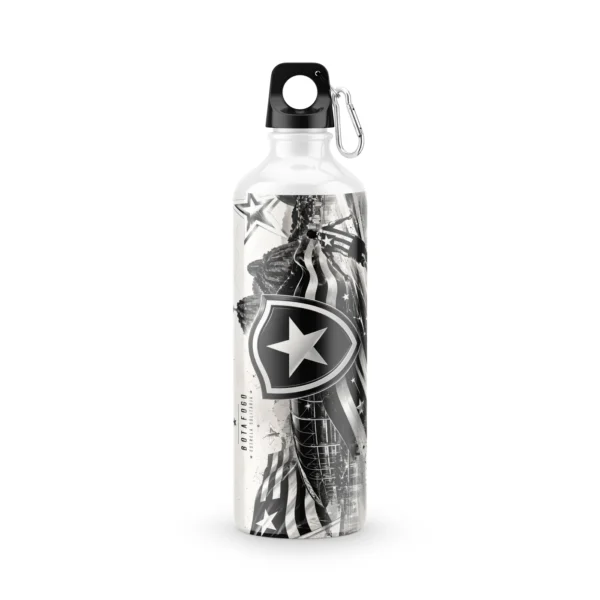 Garrafa Squeeze Botafogo Colagem Preto e Branco 600 ml