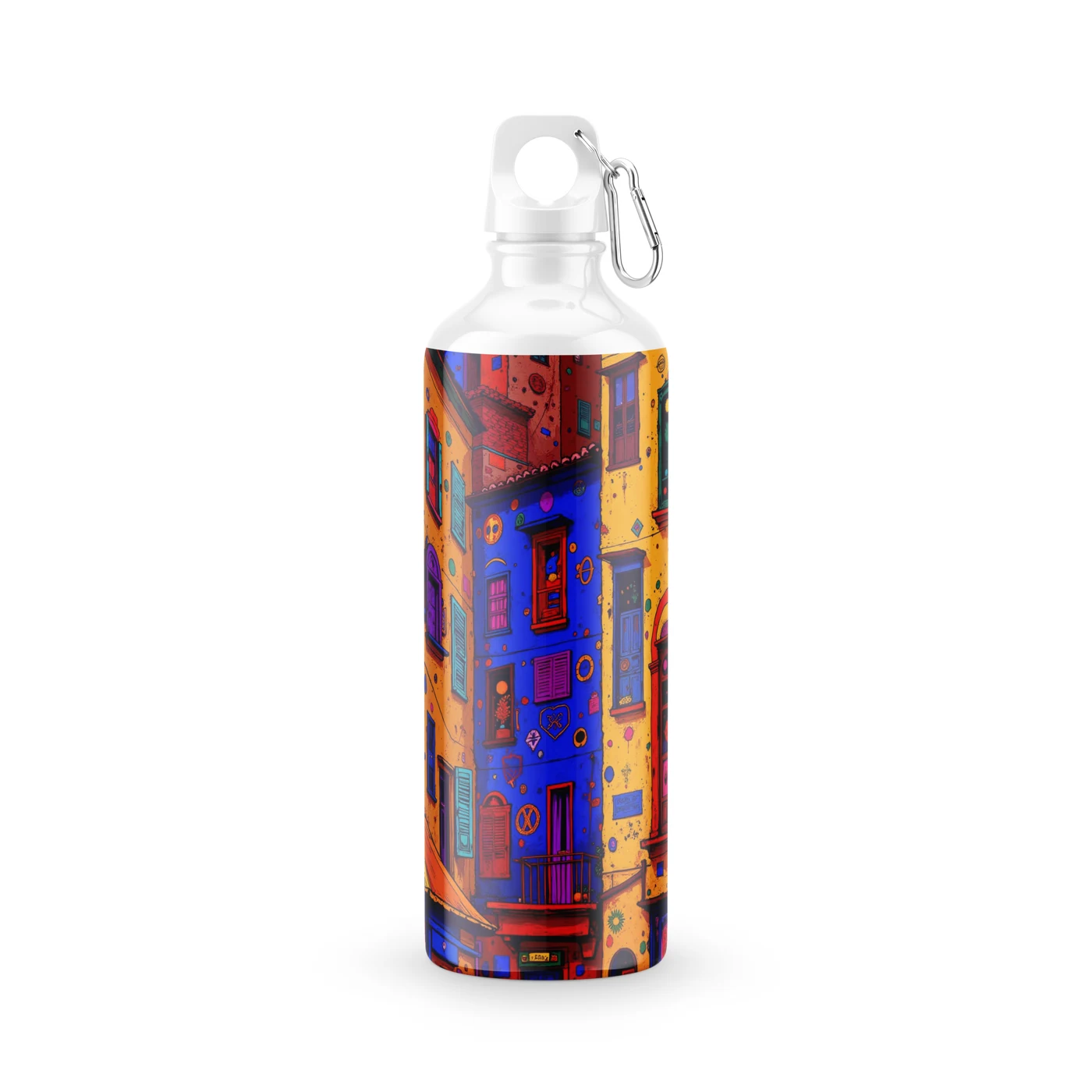 Garrafa Squeeze Casarões Coloridos Arte Urbana 600 ml