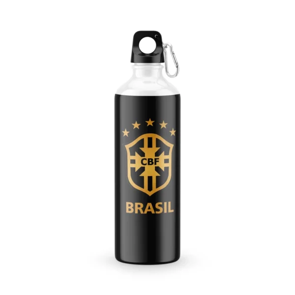 Garrafa Squeeze Seleção Brasileira Brasil Preto e Dourado 600 ml