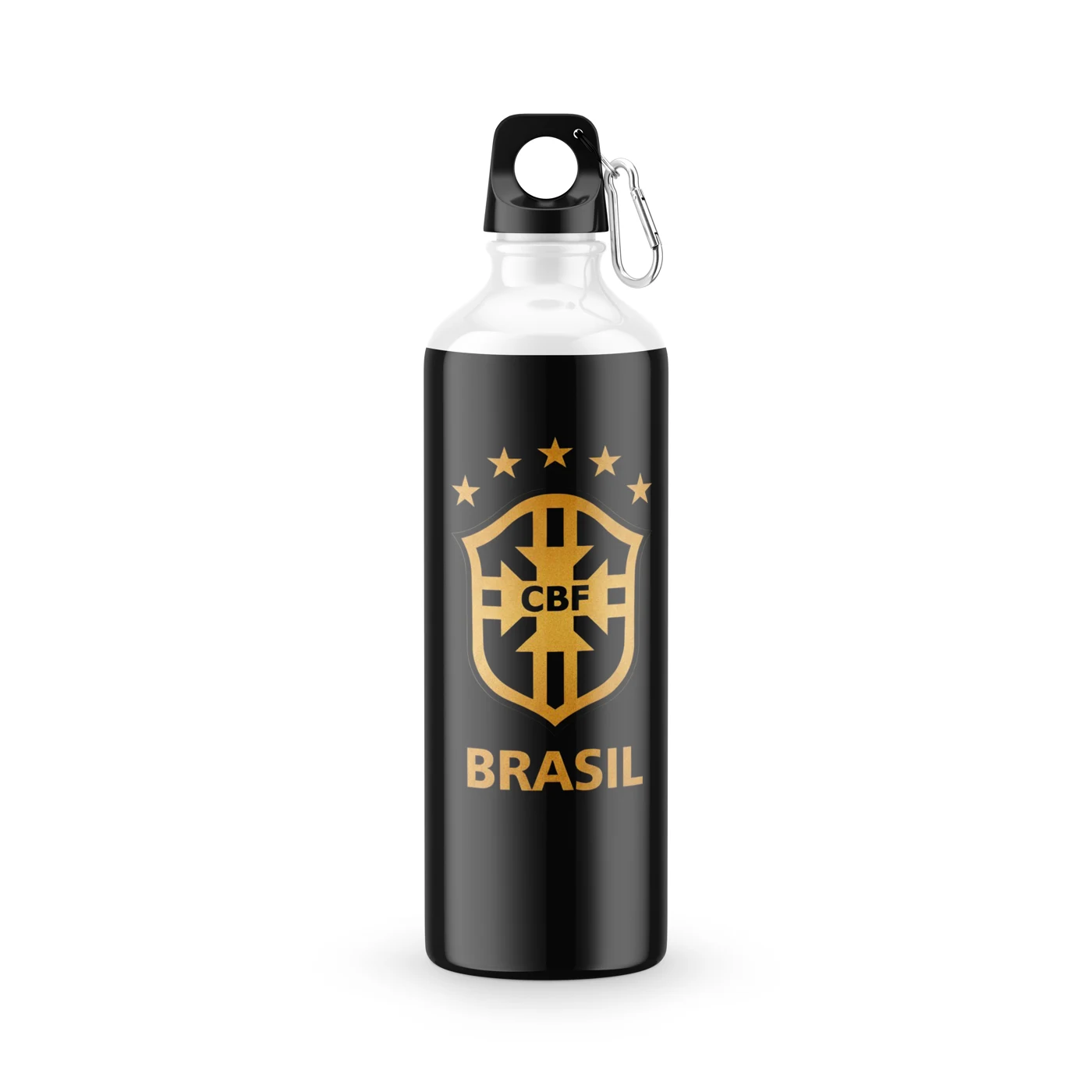 Garrafa Squeeze Seleção Brasileira Brasil Preto e Dourado 600 ml